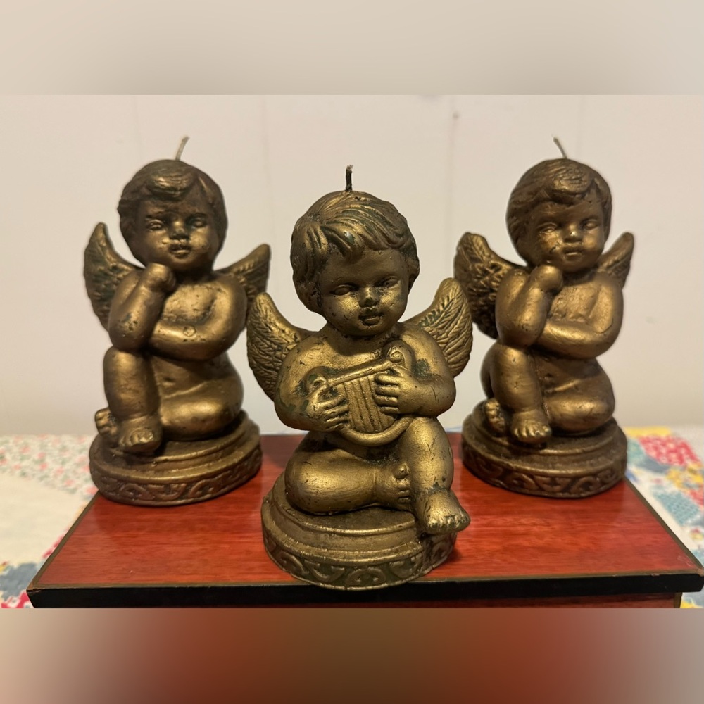 Set of 3 Precious Cherub Candles Cottagecore